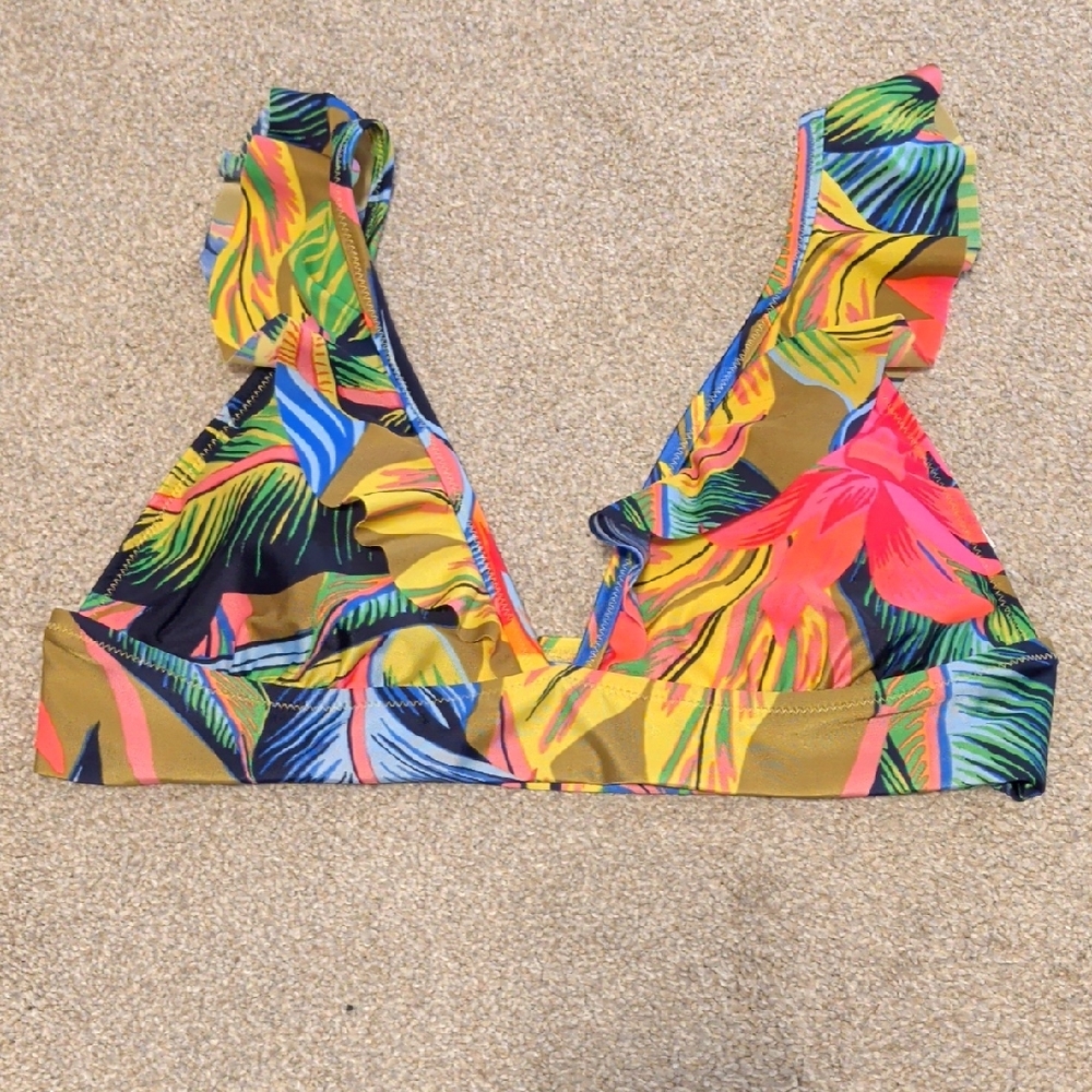 aerie Neon Tropical Triangle Bikini Top - Multicolor